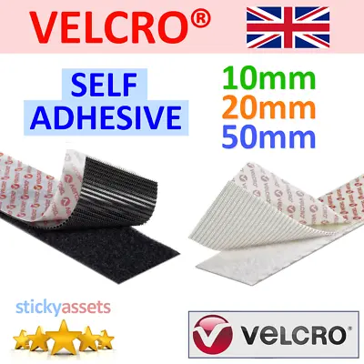 VELCRO® SELF ADHESIVE TAPE Hook And Loop Double-Sided Stick On Fastener Strips • £8.69