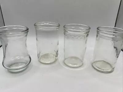 Vintage Pressed Glass Jelly Jar 6oz Glasses (set Of 4) Variety Of Patterns • $16