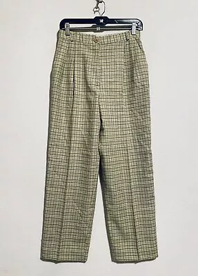 Missoni Donna Pants Womens 8 Plaid High Waisted Trousers Yellow Wool Pockets • $70.83