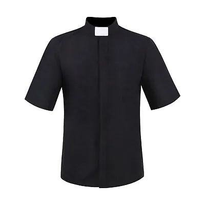 Mens Priest Clergy Tops Collar Pastor Minister Cospaly Costume Preacher T-Shirts • $32.60