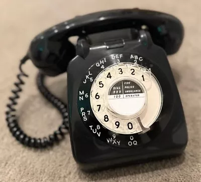 Gloss Black GPO 706 Rotary Dial Telephone - Retro Classic Communication • £34.99