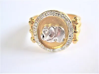 Ring Gold 750 With Diamonds Elephants 6.91 G • £429.27