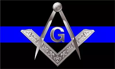 Thin Blue Line Decal Masonic Square & Compass Reflective Decal Various Sizes • $4.99