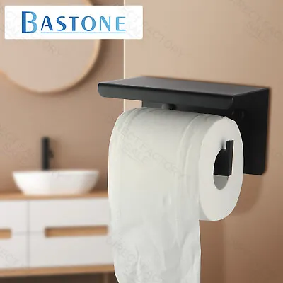 $32.99 • Buy Bath Toilet Paper Roll Holder Wall Mount Black SS304 Storage Hanger Cover Shelf