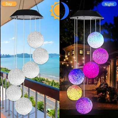 Color-Changing LED Ball Solar Wind Chimes Yard Home Garden Patio Decor Lamp • $13.29