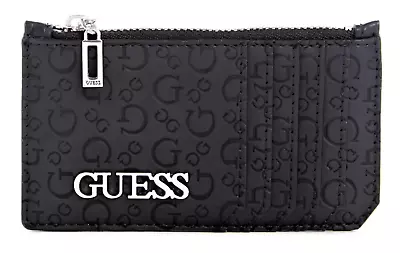 $42.95 • Buy GUESS HENSON SMALL CARD WALLET CLUTCH POUCH PURSE Black Logo PU LEATHER New BNWT