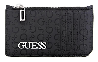 $42.95 • Buy GUESS HENSON SMALL CARD WALLET CLUTCH POUCH PURSE Black Logo PU LEATHER New BNWT