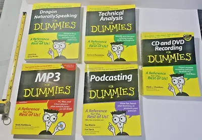 For Dummies Book Lot (5 Books) MP# Podcasting Dragon Technical Analysis Dvd • $25