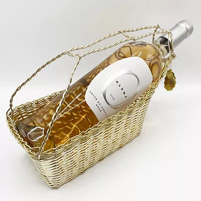 Vintage French-Inspired Woven Wire Wine Basket - Caddy Holder Non-Tarnishable • $91.99