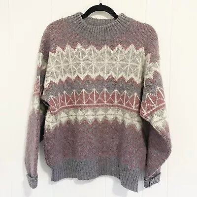 Hilda Ltd Mens 100% Pure Wool Chunky Knit Sweater Size S Icelandic Grandpa Y2K • $47.95