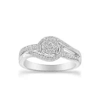 1/5 Carat Swirl Bypass Engagement Ring Natural Diamond 14K White Gold Plated • $172.89