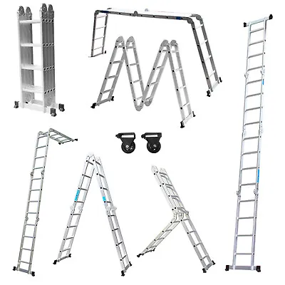 £146.99 • Buy Telescopic Loft Ladder Non-slip 4x4 Steps Multi-Purpose Climb Folding Extendable