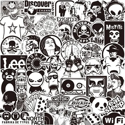 £3.50 • Buy 30Pcs Black And White Random Cool Vinyl Decal Graffiti Sticker Skate Laptop NEW
