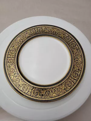 Salad Plate 7 1/2  Mikasa Mount Holyoke Gold Flowers Scrolls Black 114 White • $10.50