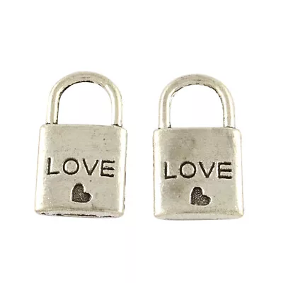 Tibetan Silver Charms Padlock With Love Heart 20mm X 11mm 10pcs C525 • £2.50