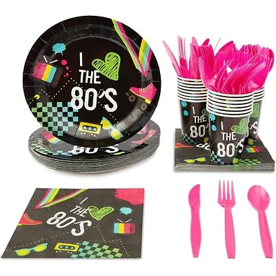 Serves 24 80s Birthday Party Decorations Plates Cups Napkins Cutlery • $19.99
