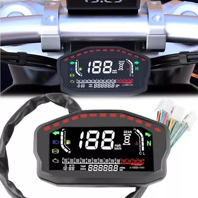 Motorcycle Adjustable Speedometer Dashboard LEd Waterproof Temperature Gauge Kit • $43.60