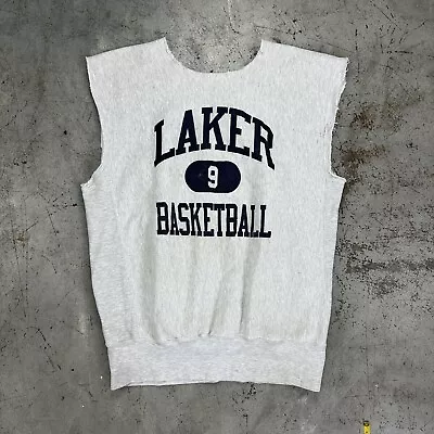 Laker Basketball Reverse Weave Sweatshirt Chopped Sleeveless XL 90s Los Angeles • $20