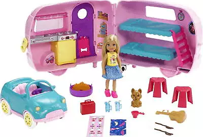 Club Chelsea Pink Camper Playset Blonde Small Doll Pet Car & 10+ Accessories • $27.84