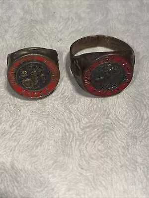 2x Junior Fire Marshal RINGS Vintage Jewelry Hartford Insurance Elk Advertising • $10