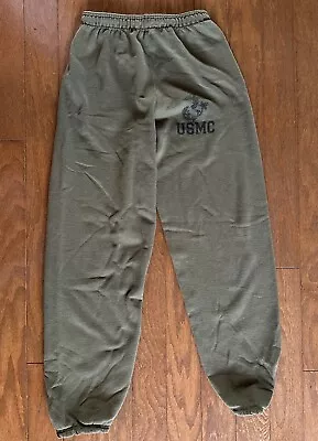 Vintage USMC Pants Unisex Small Green Joggers Sweatpants Made In USA Marines • $18.99