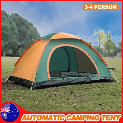 3-4 Man Automatic Pop Up Tent Camping Tent Waterproof Outdoor Hiking Family Tent • $34.97