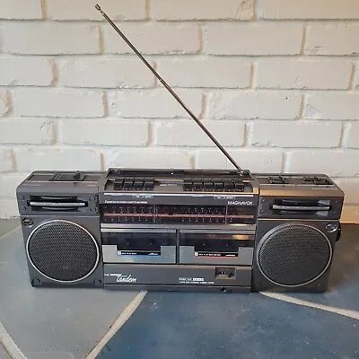 Vintage Magnavox Super Tandem Boom Box Radio D 8330/17 Dual Cassette Recording  • $106.24