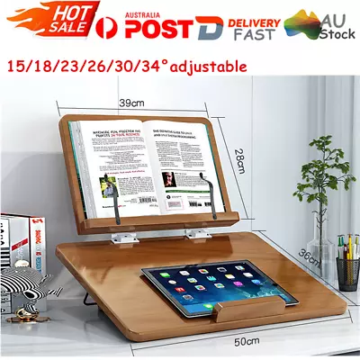 Adjustable 2 Tiers Book Stand Wooden Reading Desk Tablets Laptop Holder Stand AU • $59.88