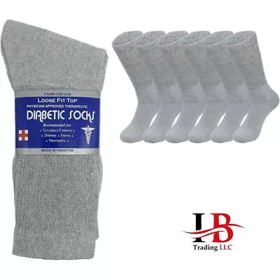 6-12 Pairs Men's Circulatory Diabetic Crew Socks Health Cotton 9-11 10-13 13-15 • $18.49