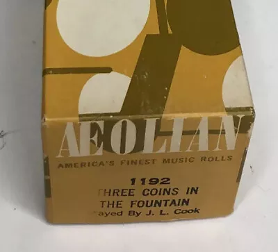 Aeolian 1192  Three Coins In The Fountain  Piano Music Roll Played By J. L. Cook • $12.59