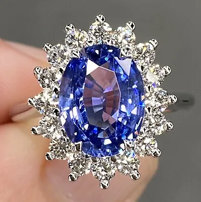 $21.47 • Buy GIA 5 Ctw Unheated Cornflower Blue Ceylon Sapphire & VVS Diamond Ring Platinum