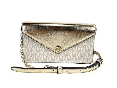 Michael Kors Jet Set Travel Pale Gold Small Flap Clutch Crossbody Bag • $79