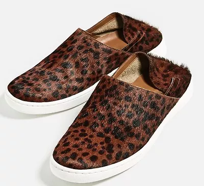 New Zara Cheetah Print Leather Hair On Brown Sneaker 7.5 Foldable Heel Women • $45