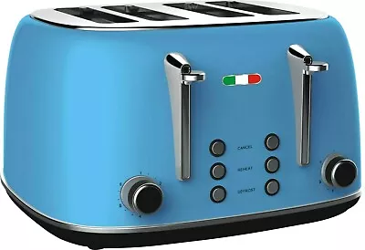 Vintage Electric 4 Slice Toaster Sky Blue Stainless Steel 1650W - Not DeLonghi • $109.99