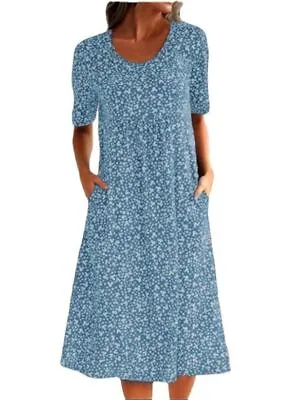Plus Size Women Boho Floral Midi Dress Ladies Holiday Summer Pockets Sundress 14 • £11.79
