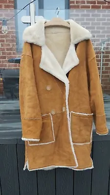Gilberto Mattia Nocco Real Sheepskin Leather Shearling Fur Coat Oversized Unisex • £120