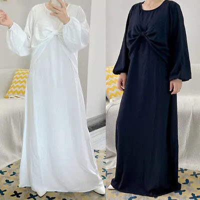 Women Muslim Abaya Long Maxi Dress Tunic Dubai Kaftan Islamic Arab Robe Kaftan • $33.98