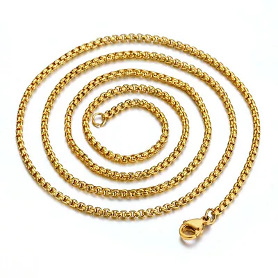 2/3/5/7/9/11mm 16 -30  Gold Plated Stainless Steel Curb Cuban/Box Chain Necklace • $7.59