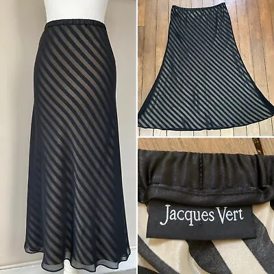 Jacques Vert Womens Long Maxi Black With Gold Underskirt Stripe Skirt UK 14 • £12.99