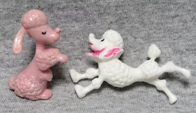 2 Vintage Imperial Toy Co. Miniature  Rubber Poodles Pink & White 1974 Hong Kong • $9.99