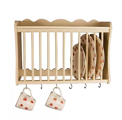 Kitchen Plate Rack Buttermilk Wooden  Wall-mounted Or Freestanding • £42.94