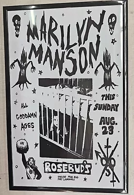 Marilyn Manson 1992 Concert Handbill Ft Lauderdale Concert Poster 11 X 17 Framed • $21.99