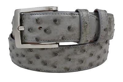 Handmade Genuine Gray Bruciato Full Quill Ostrich Leather Belt (Made In U.S.A) • $135