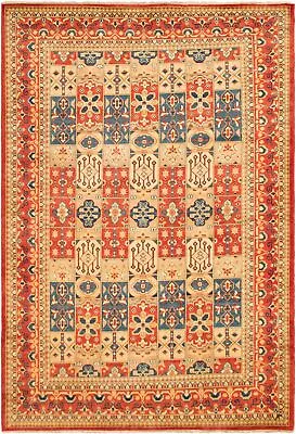 Traditional Hand-Knotted Bordered Carpet 6'7  X 9'7  Wool Area Rug • $876.20