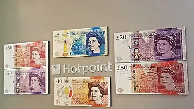 Uk Notes Money British Currency Metallic Fridge Magnets 3d Design £5 £10 £20 £50 • £2.99