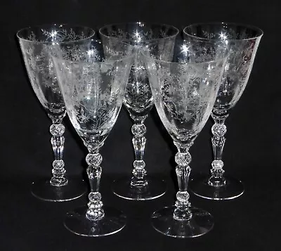 5 Pc Vintage Fostoria CHINTZ 6026 WATER Goblets Large Wine Glasses 7.75  • $59.99