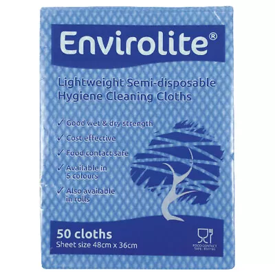 £18.79 • Buy Envirolite Lightweight 480x360mm Blue All Purpose Cloths ELF500 Pack Of 10