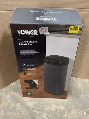 Tower 42 Litre Sensor Bin Rubbish Waste Automated Card Paper - Grey #B93 • £37.49