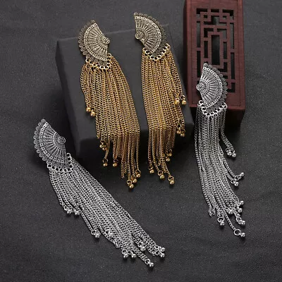 $8.55 • Buy Retro Indian Style Sector Tassel Earrings Women Bohemian Oxidized Jhumka Earring