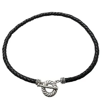 Carolyn Pollack Womans Mens Necklace Black Leather Sterling Silver Gift For Her • $89.99